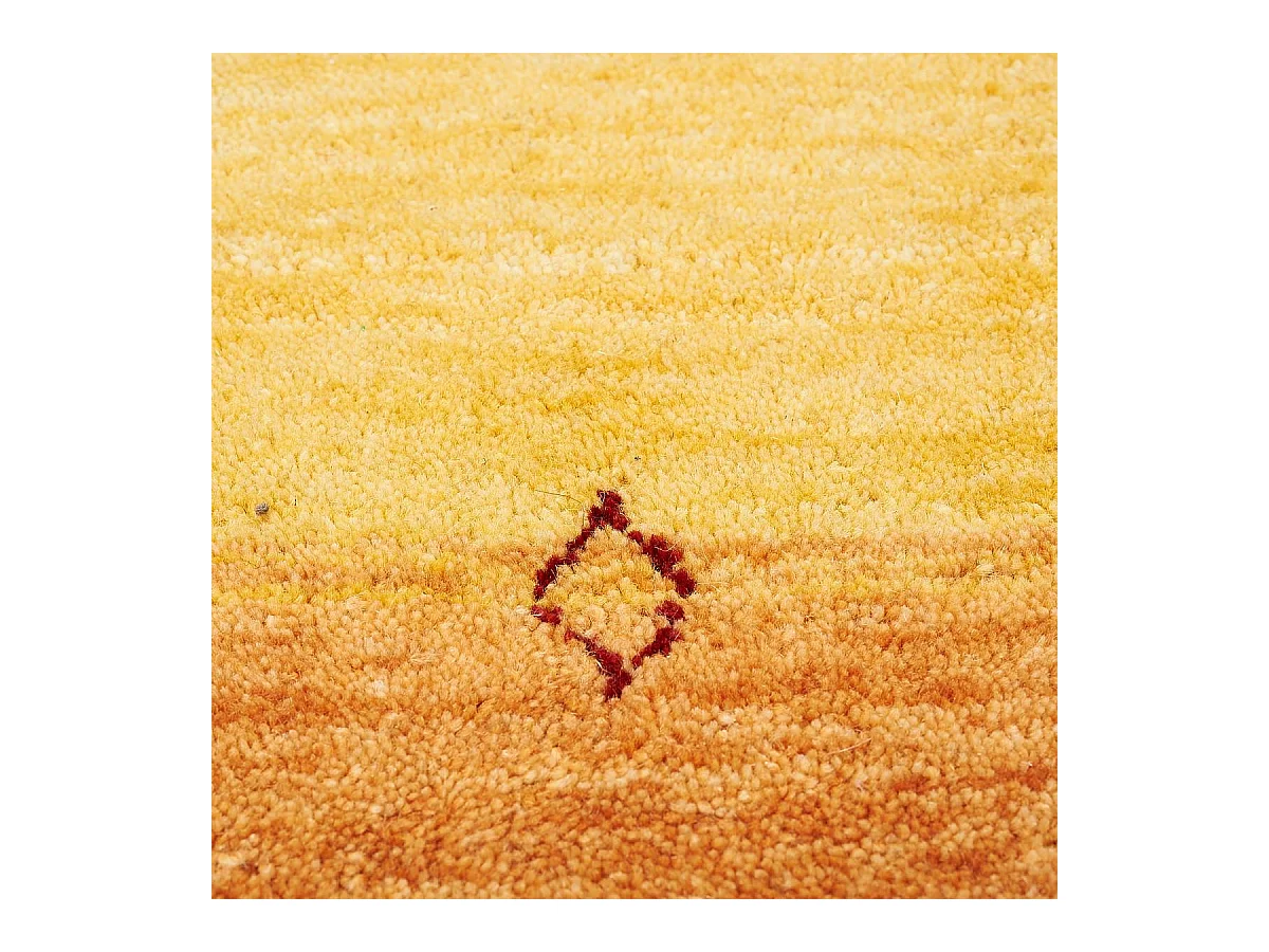 tapis salon 160x230 fait main en laine jaune et orange rectangle motif oriental