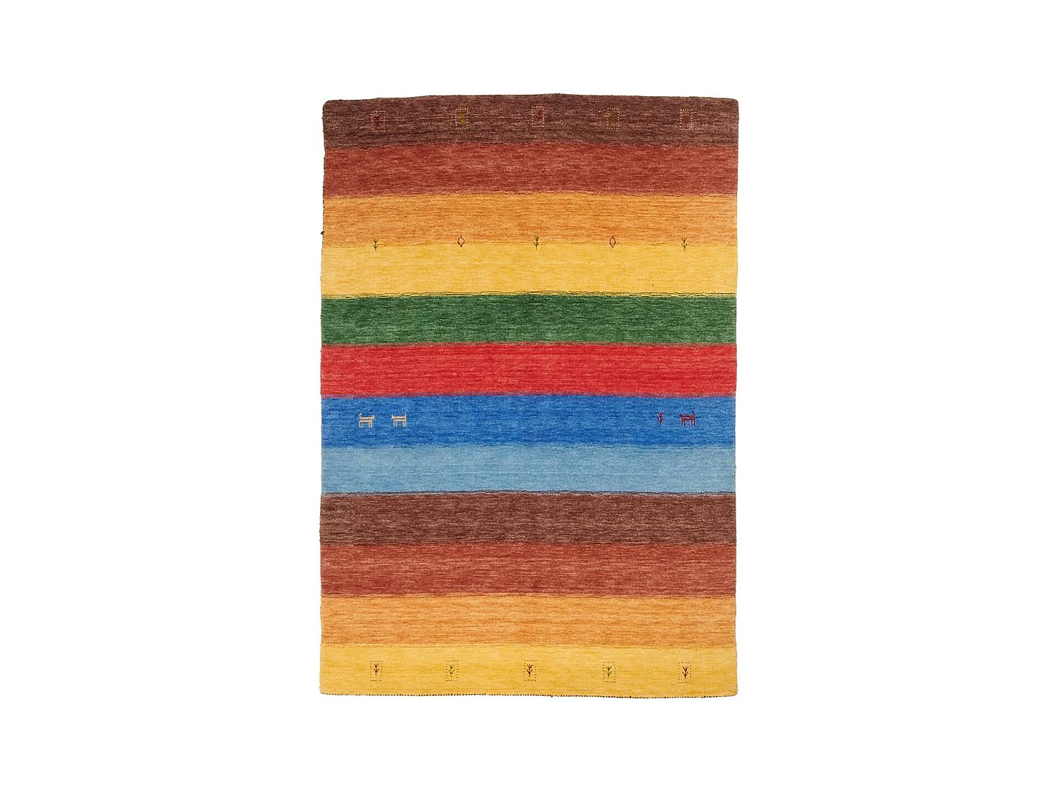 tapis salon 160x230 fait main en laine jaune et orange rectangle motif oriental