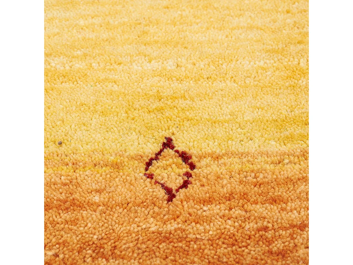 tapis salon 160x230 fait main en laine jaune et orange rectangle motif oriental