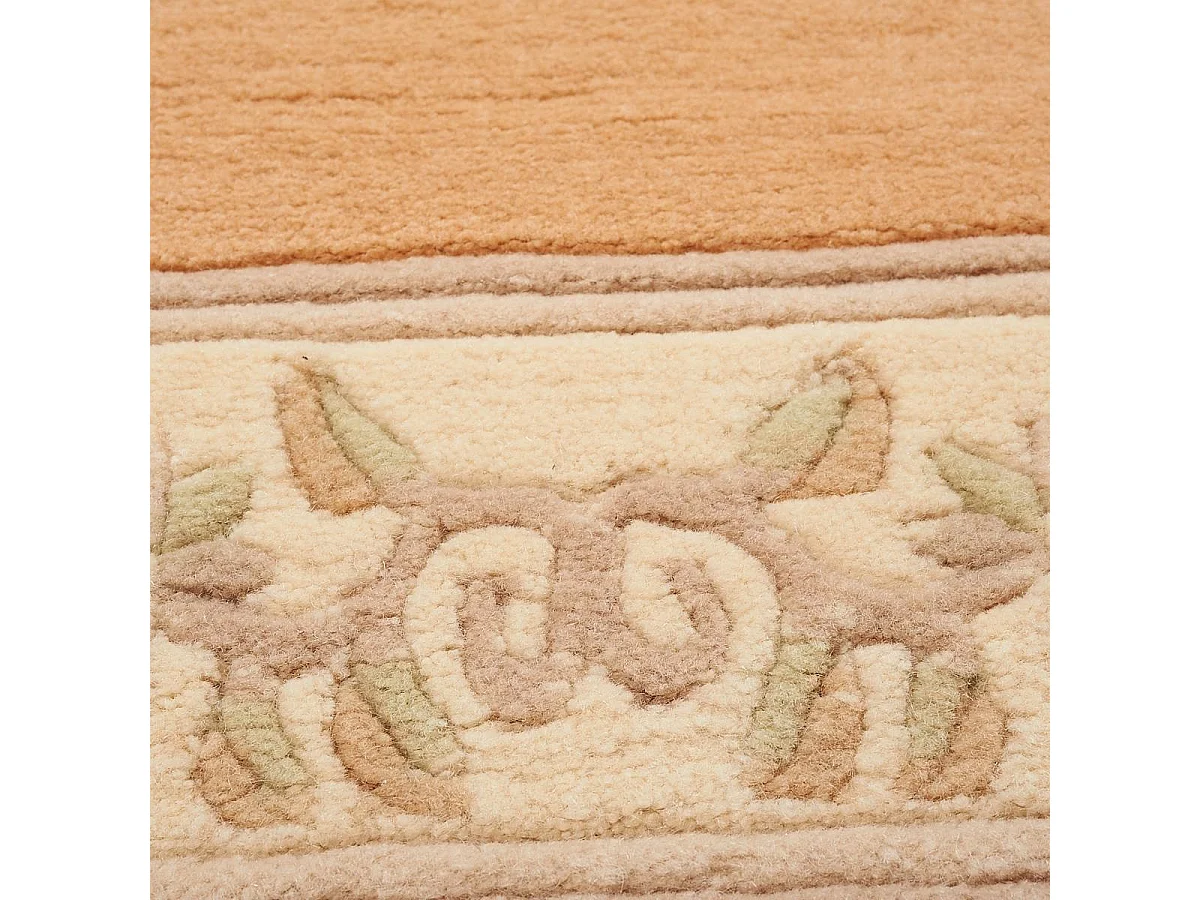 Tappeto per camera da letto 90x160 realizzato a mano in lana beige e rosa con motivo floreale rettangolare