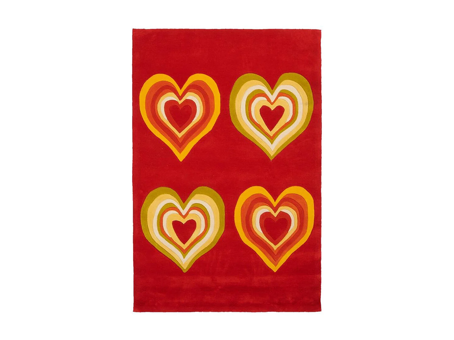 tapis chambre 120x180 fait main en acrylique rouge et jaune