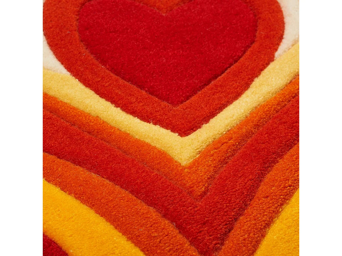 tapis chambre 120x180 fait main en acrylique rouge et jaune