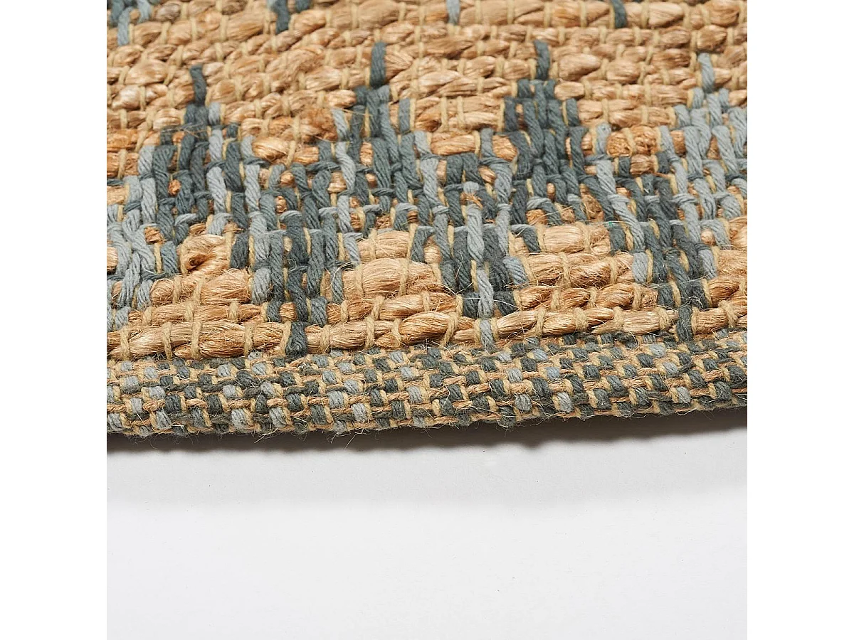 Tapis kilim 170x240 rectangle fait main en chanvre beige motif géométrique