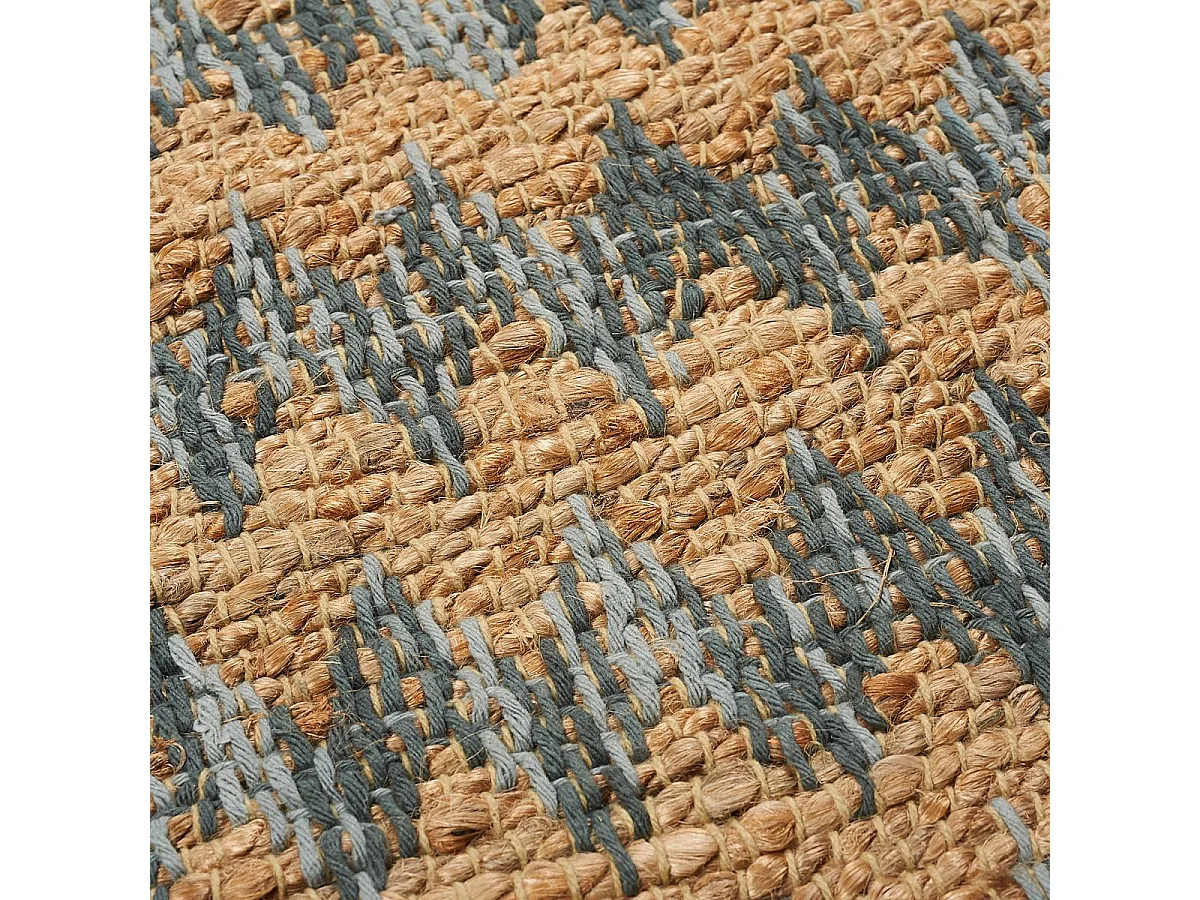 Tapis kilim 170x240 rectangle fait main en chanvre beige motif géométrique