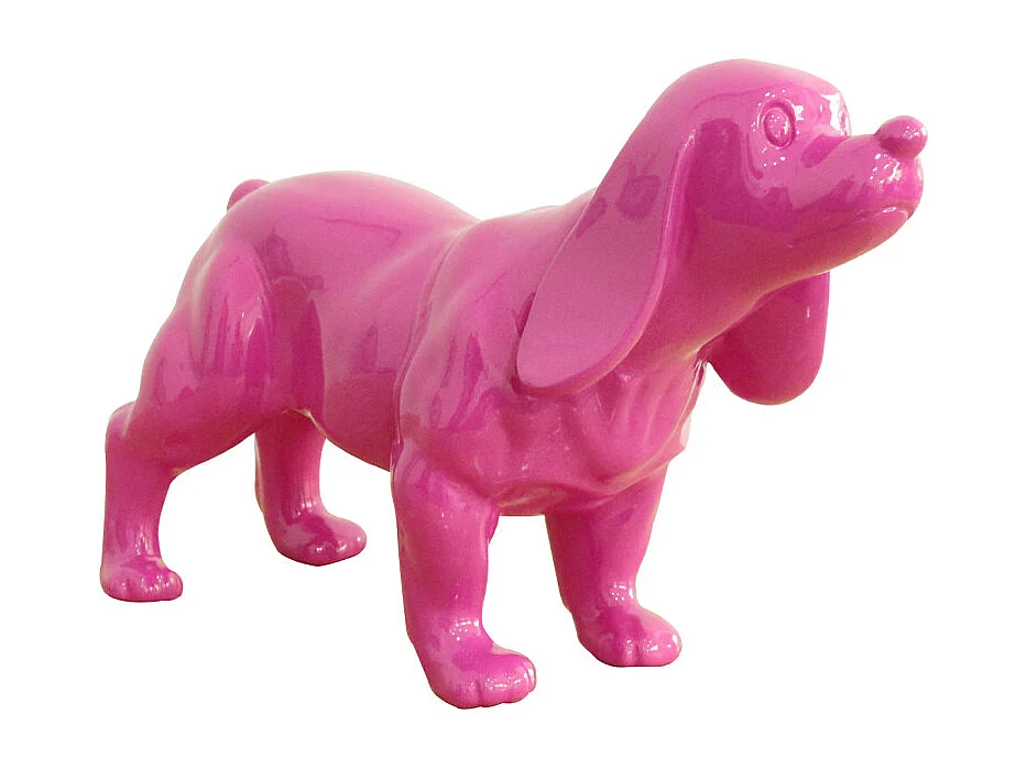 Statue chien cocker en résine avec peinture rose H25 cm - DINAH