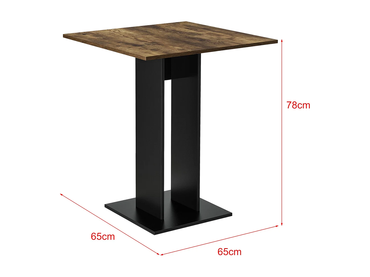 Mesa de comedor cuadrada para salón cocina 78 cm negro marrón 03_0006124