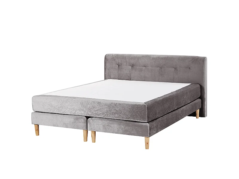 Modernes Boxspringbett Grau mit hohem Kopfteil und Matratze 160 x 200 cm Marquise