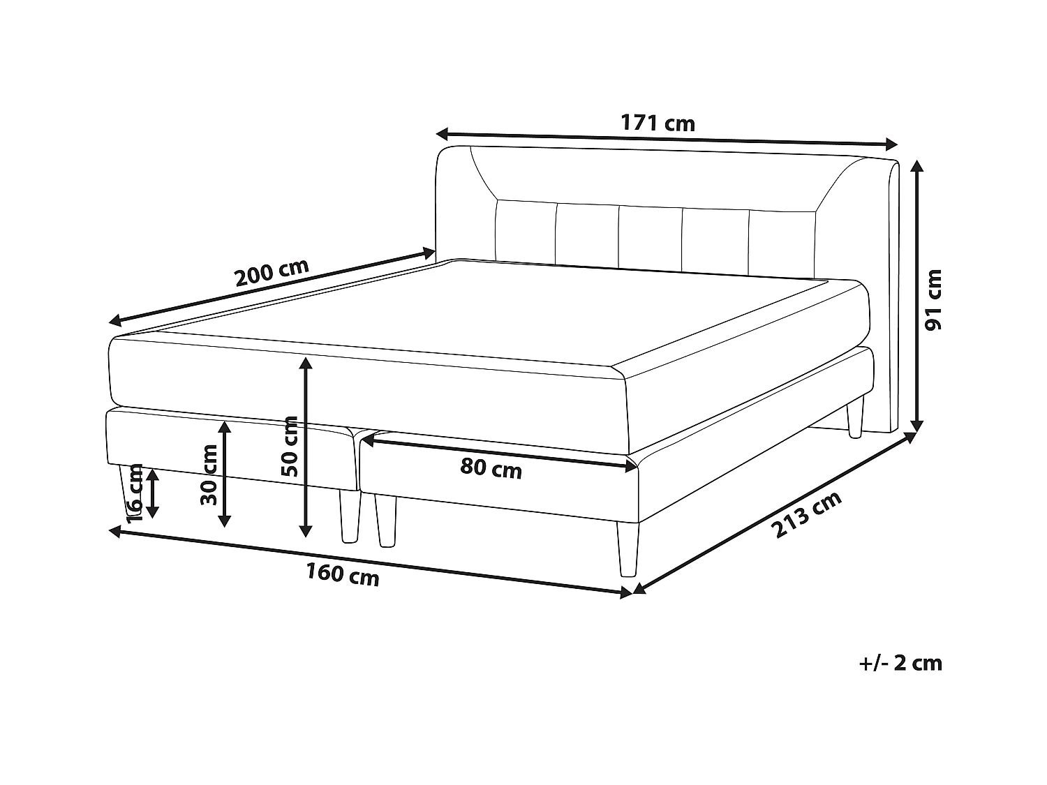 Boxspring Fluweel MARQUISE 160 x 200 cm Grijs