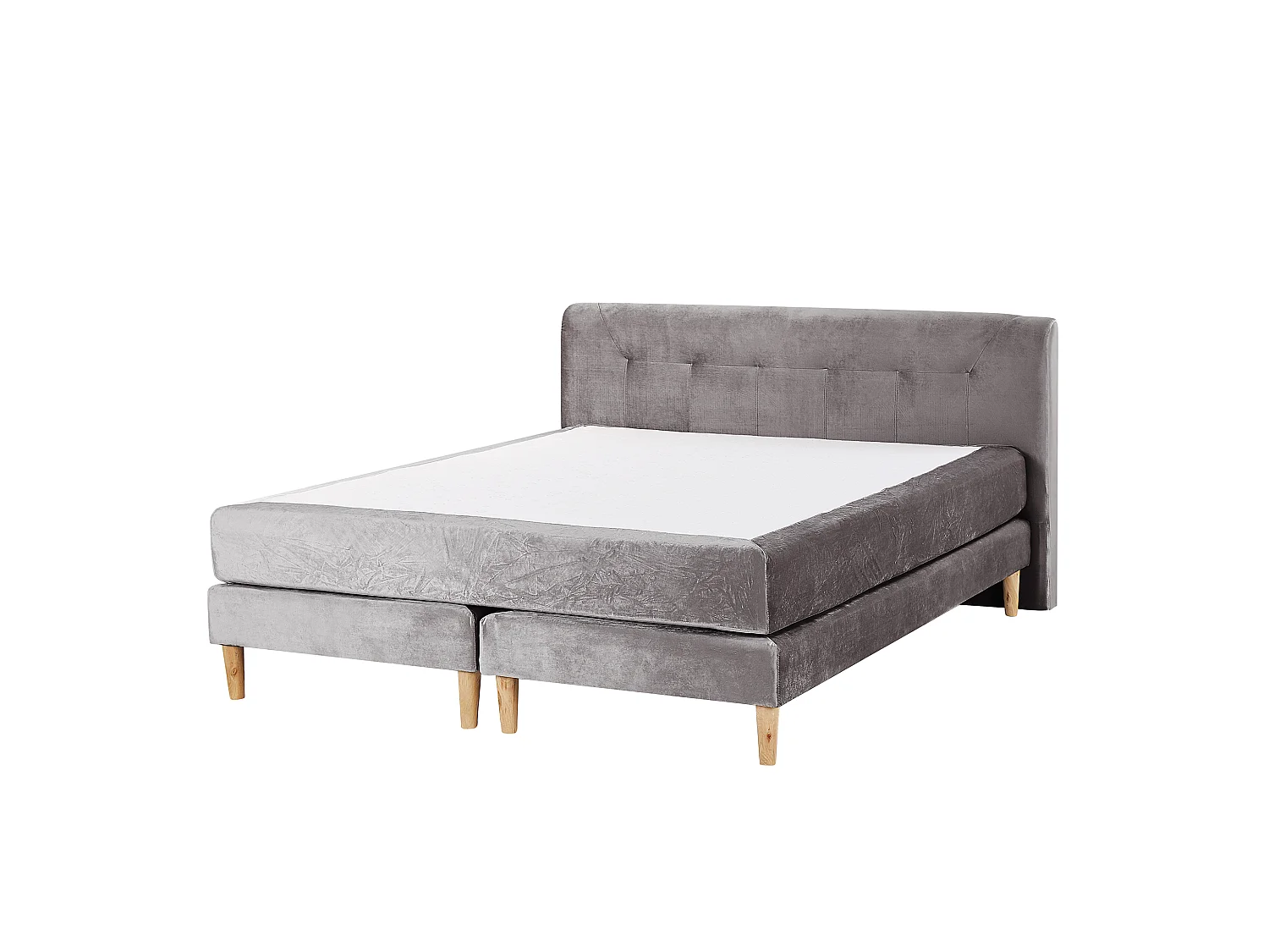 Lit Boxspring Velours MARQUISE 160 x 200 cm Gris