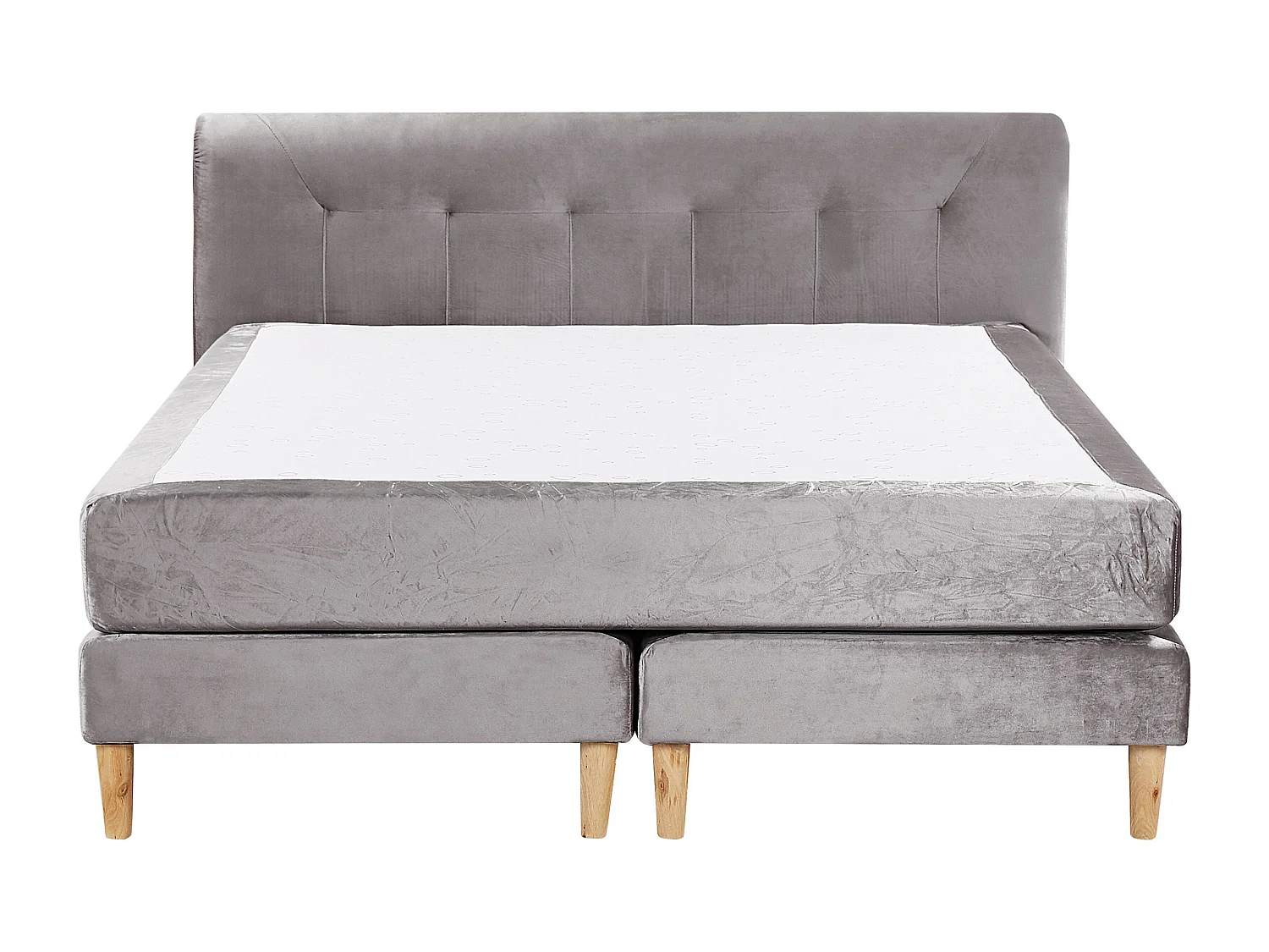 Lit Boxspring Velours MARQUISE 160 x 200 cm Gris