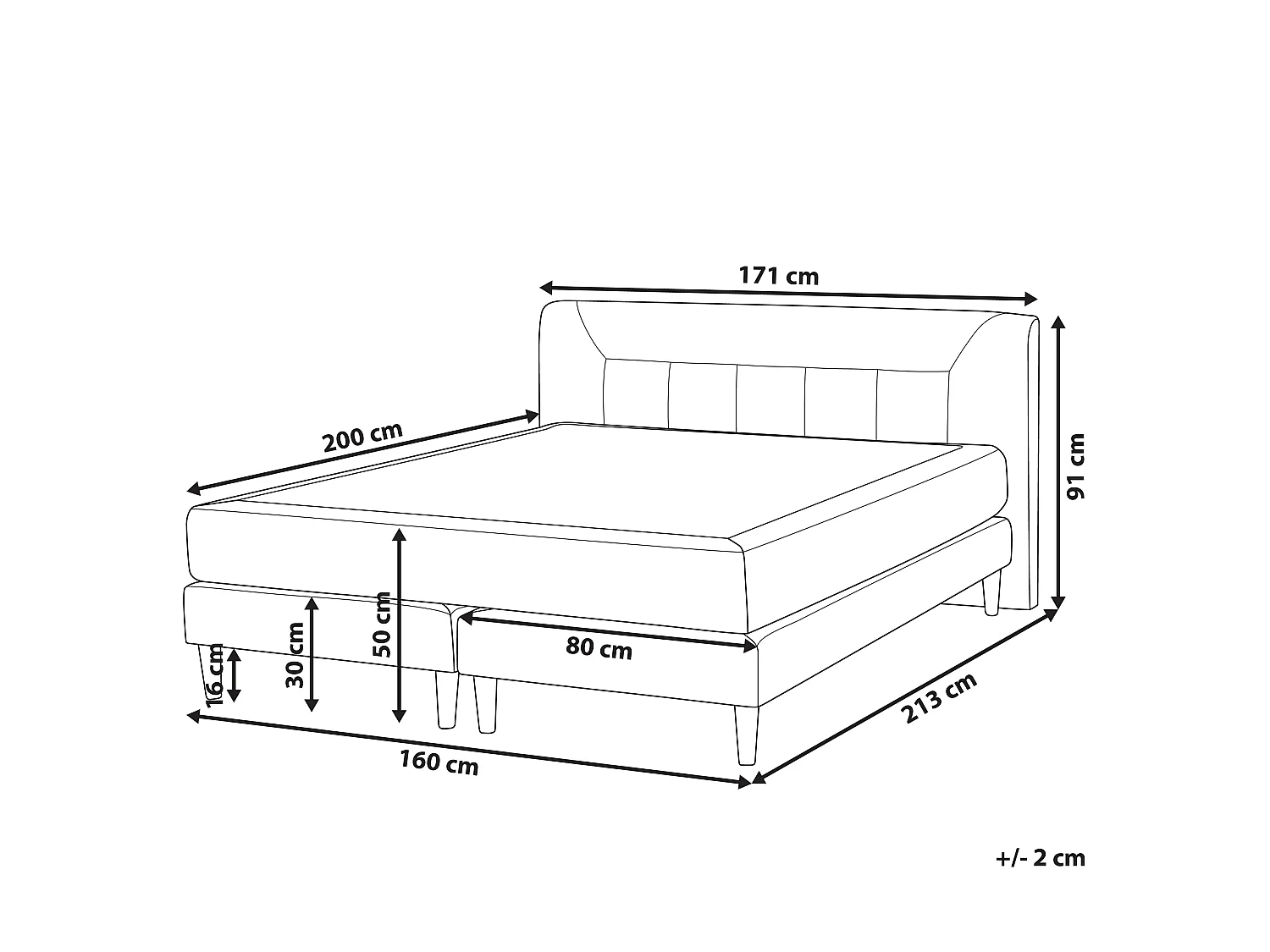 Lit Boxspring Velours MARQUISE 160 x 200 cm Gris