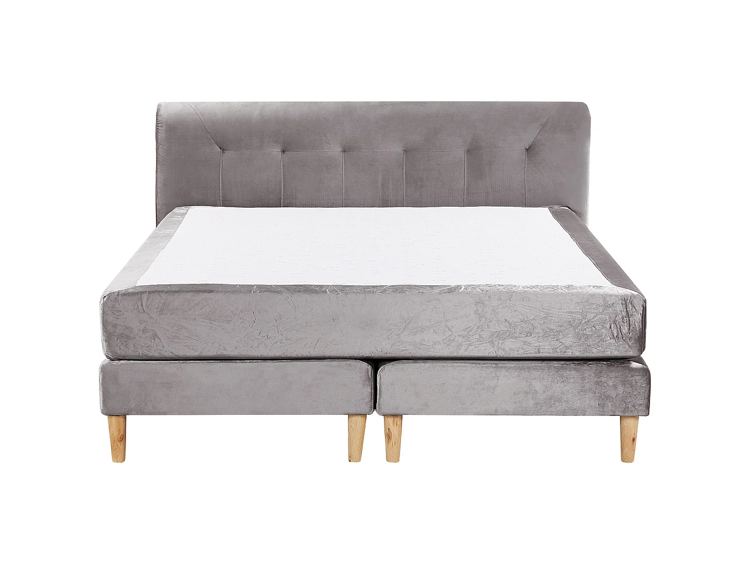 Lit Boxspring Velours MARQUISE 160 x 200 cm Gris