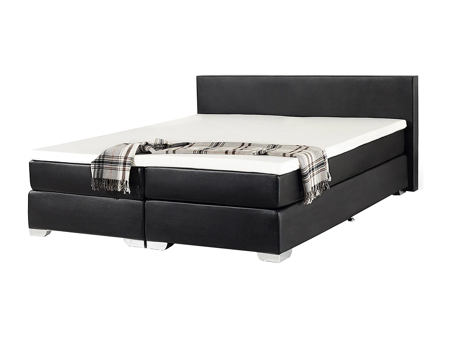 Cama continental Piel sintética PRESIDENT 180 x 200 cm Negro
