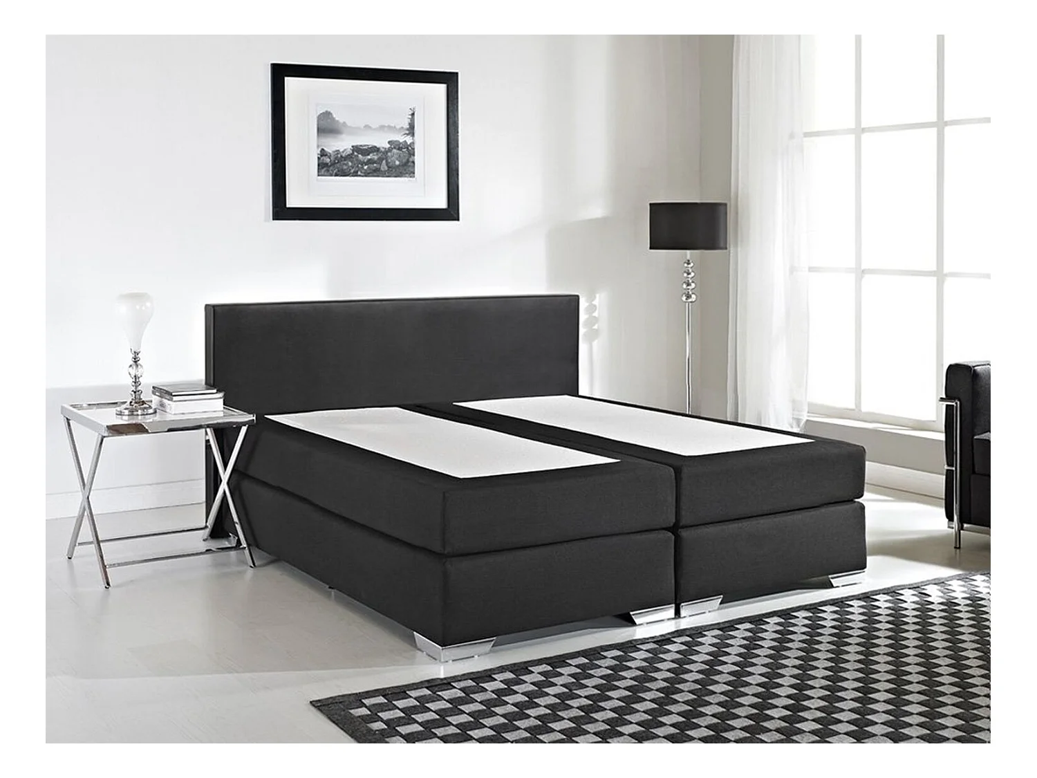 Cama continental Piel sintética PRESIDENT 180 x 200 cm Negro