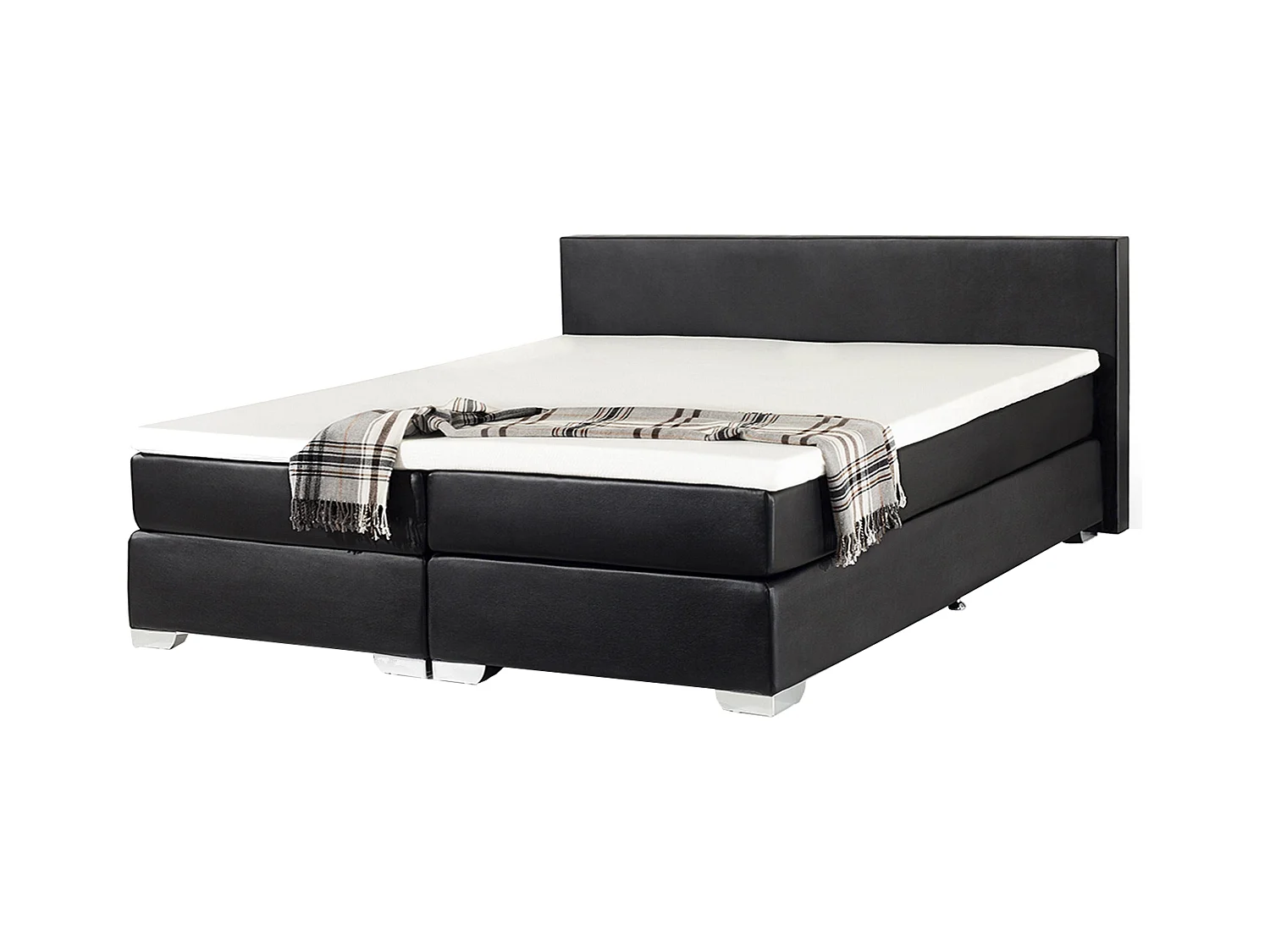 Lit Boxspring Cuir PU PRESIDENT 180 x 200 cm Noir