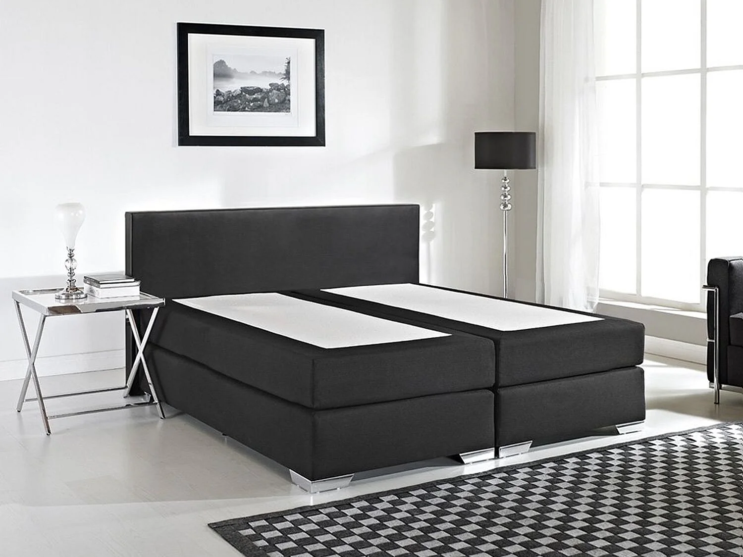 Lit Boxspring Cuir PU PRESIDENT 180 x 200 cm Noir