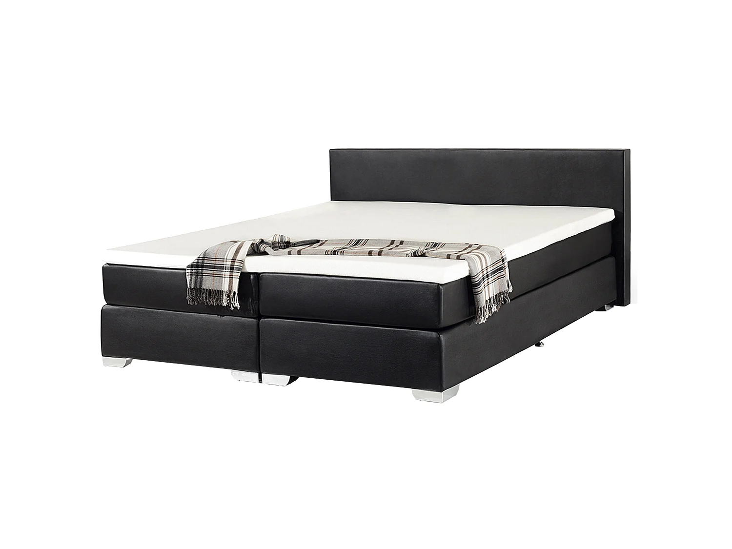 Divan Bed Faux Leather PRESIDENT 180 x 200 cm (EU Super King) Black