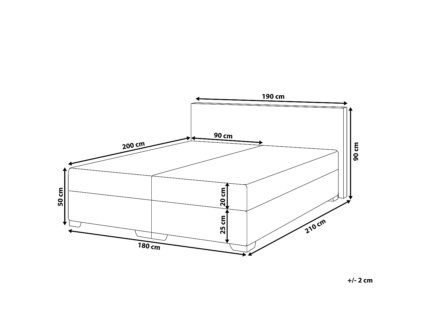 Divan Bed Faux Leather PRESIDENT 180 x 200 cm (EU Super King) Black