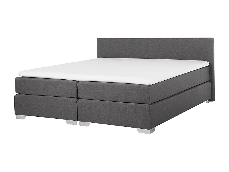 Boxspringbett Polyester Dunkelgrau in Leinenoptik 180x200cm modernes Hotelbett