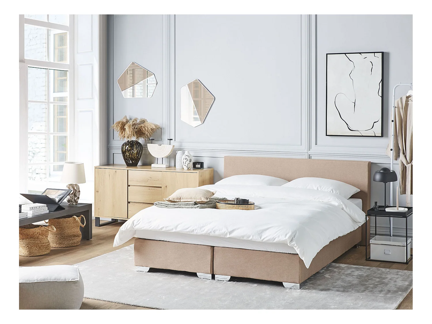 Boxspring Stof PRESIDENT 160 x 200 cm Beige