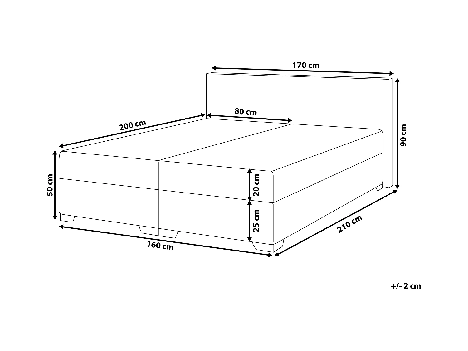 Boxspring Stof PRESIDENT 160 x 200 cm Lichtgrijs