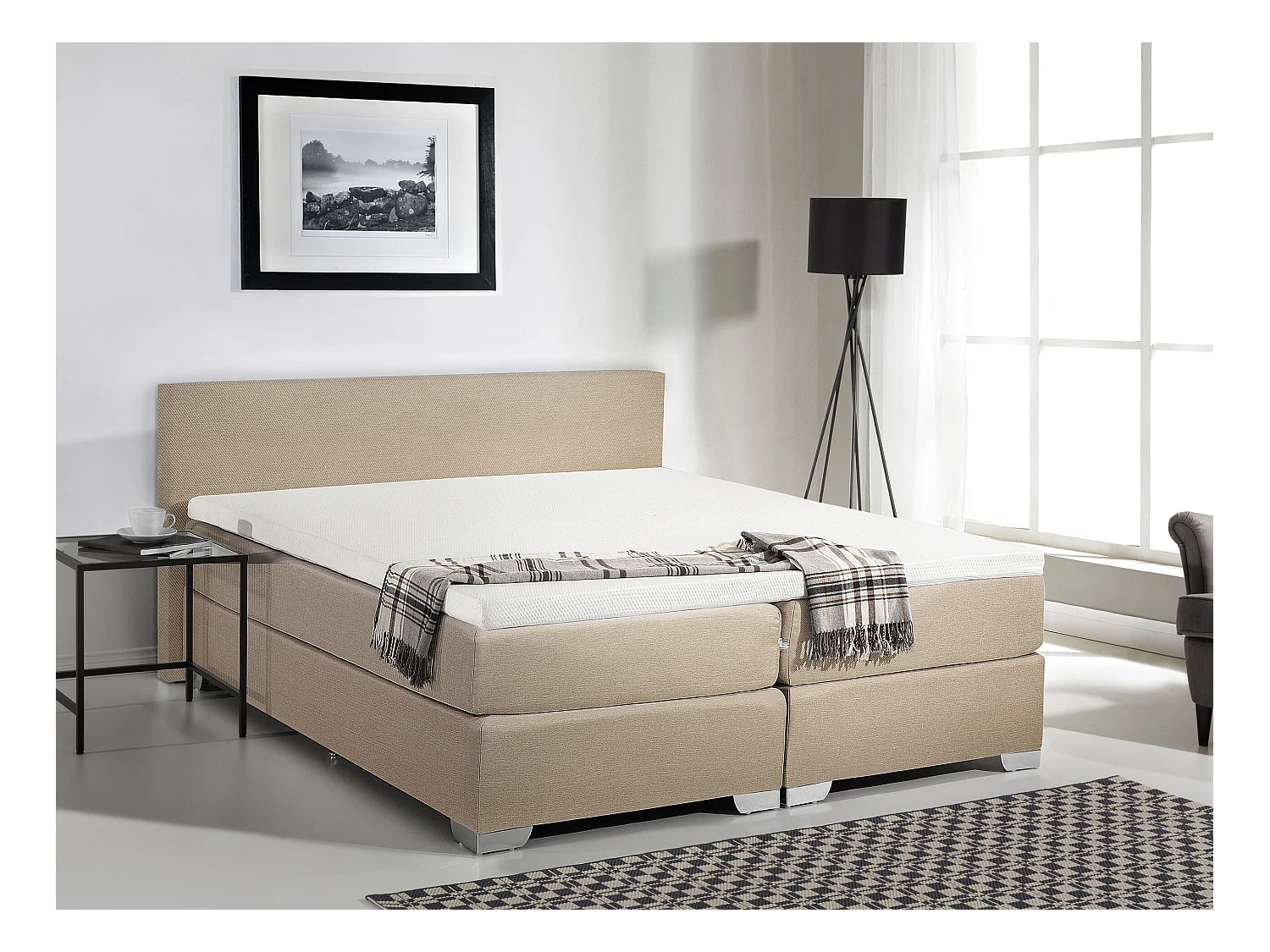 Letto Continentale Tessuto PRESIDENT 180 x 200 cm Beige