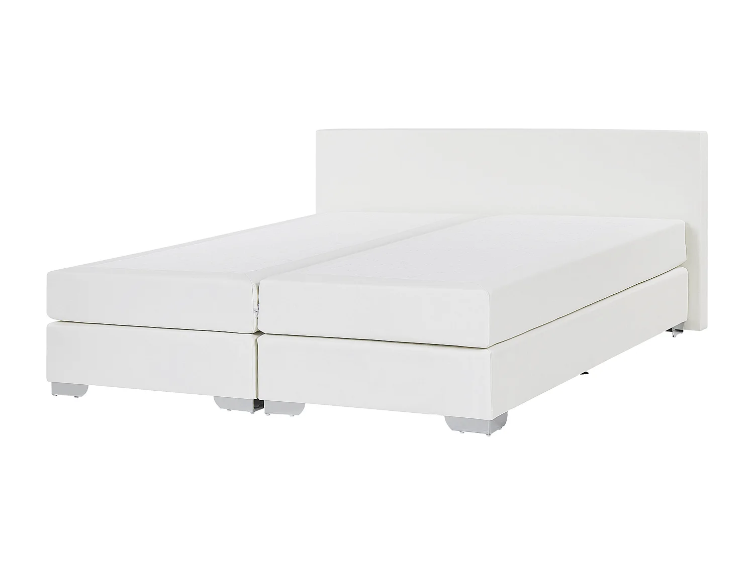 Boxspringbett Kunstleder in Weiß 160 x 200 cm modernes Polsterbett Hotelbett