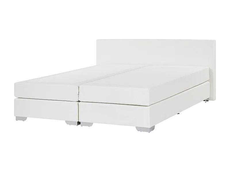 Letto Continentale Pelle sintetica PRESIDENT 160 x 200 cm Bianco