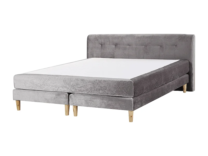 Lit Boxspring Velours MARQUISE 180 x 200 cm Gris