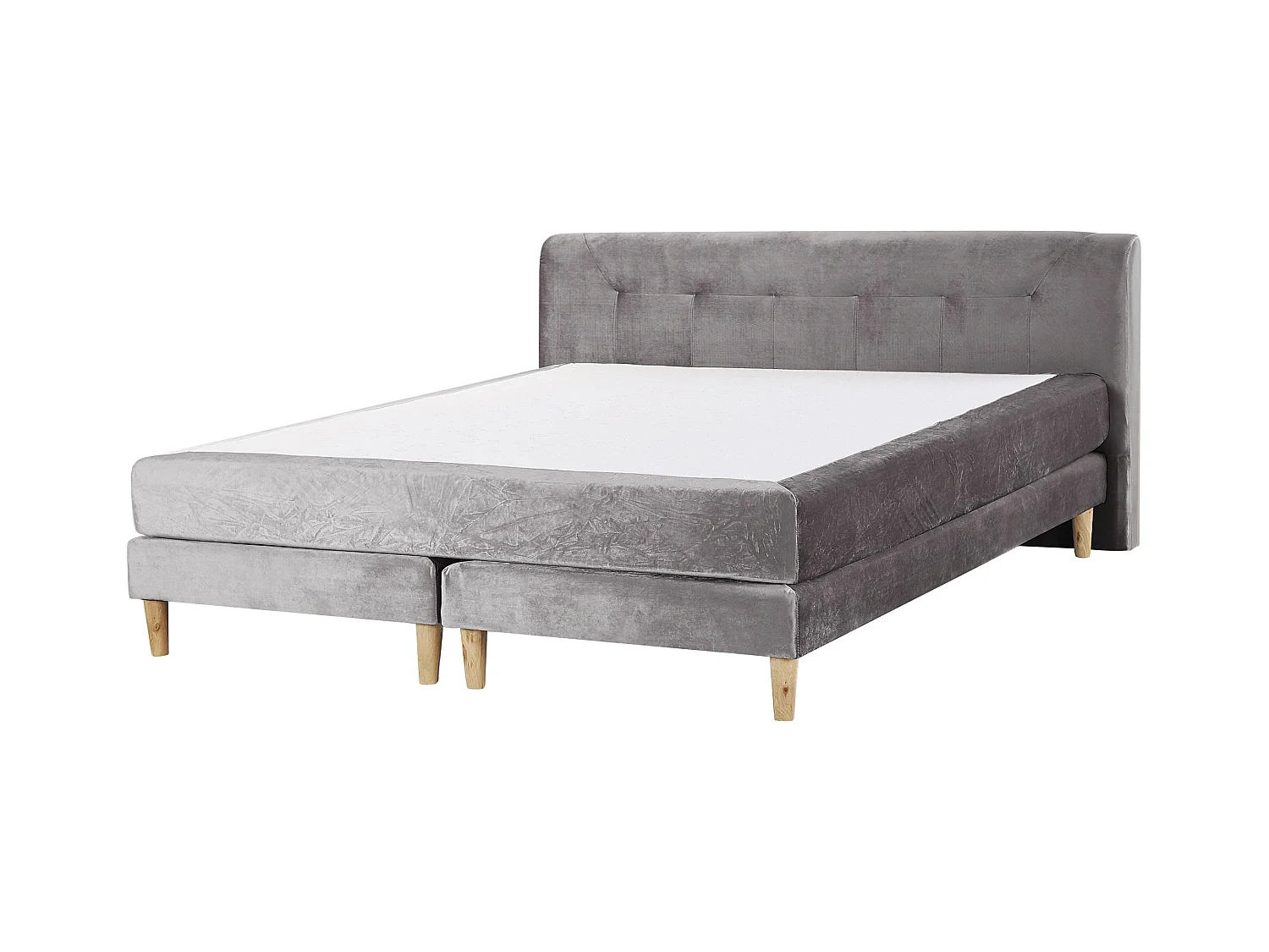 Modernes Boxspringbett Grau mit hohem Kopfteil und Matratze 180 x 200 cm Marquise