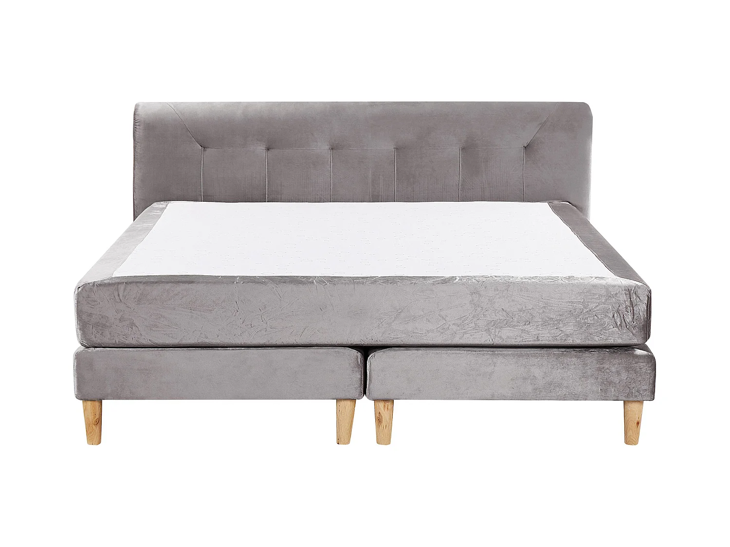 Modernes Boxspringbett Grau mit hohem Kopfteil und Matratze 180 x 200 cm Marquise