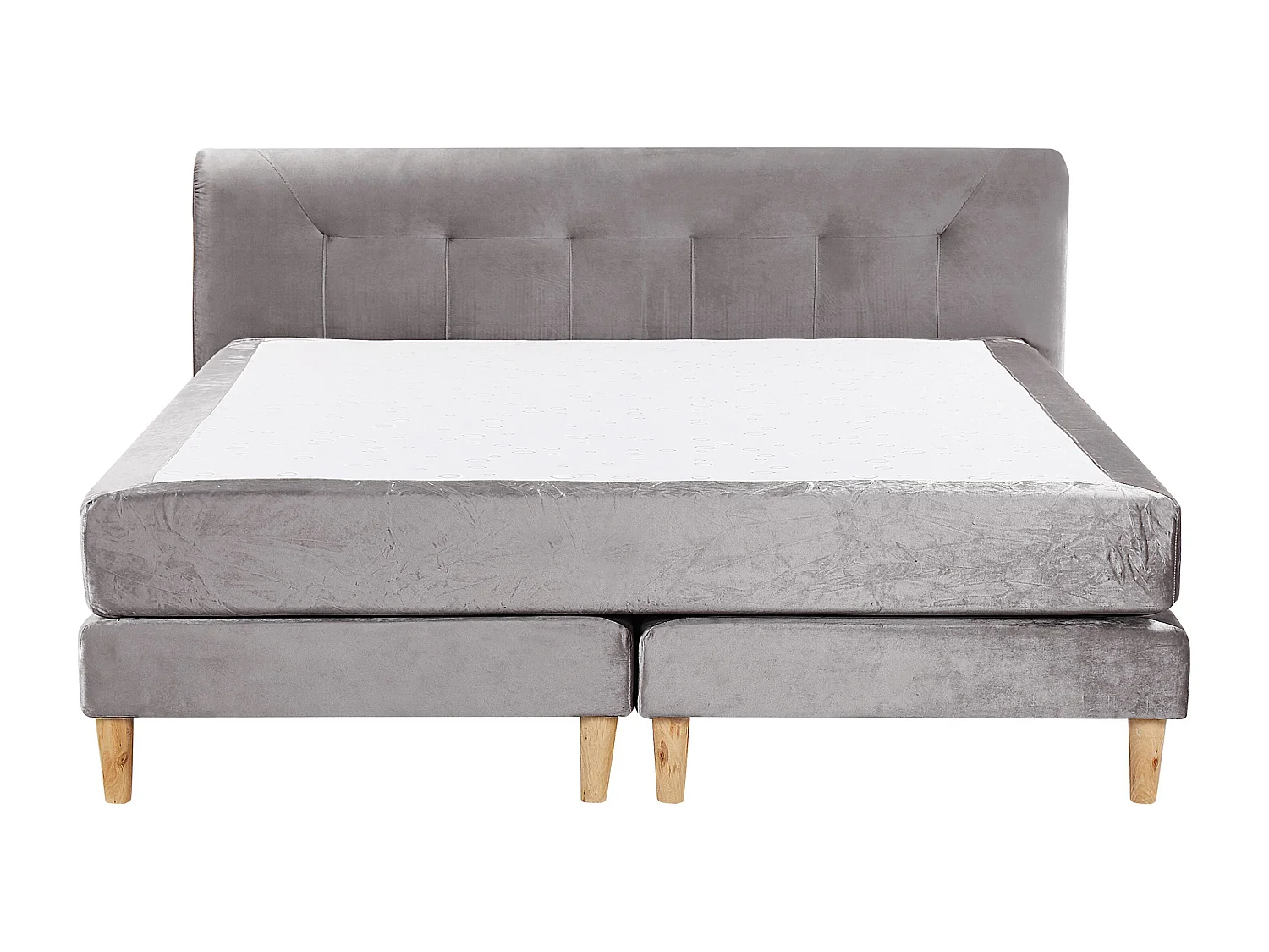 Lit Boxspring Velours MARQUISE 180 x 200 cm Gris
