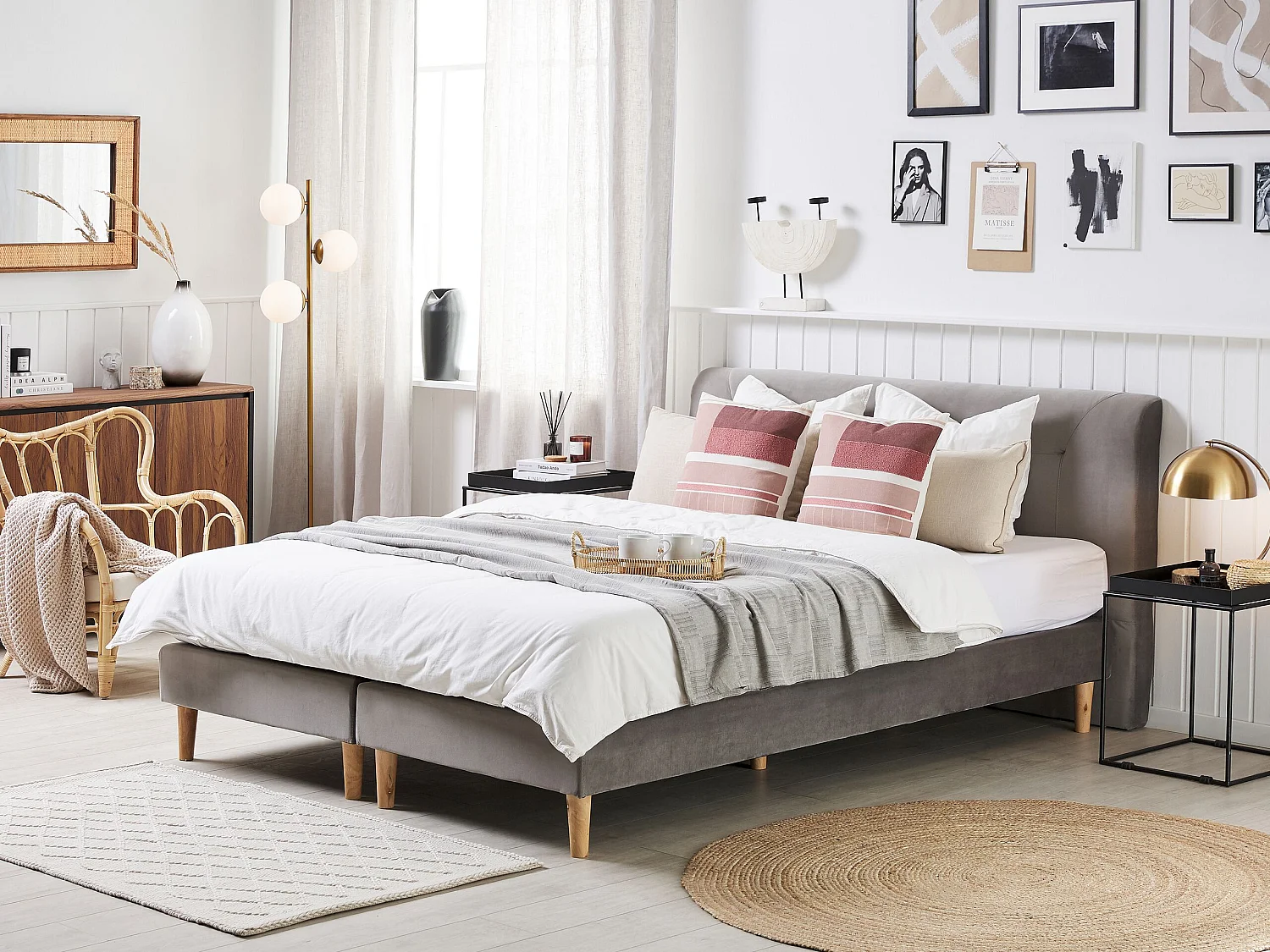 Boxspring Fluweel MARQUISE 180 x 200 cm Grijs
