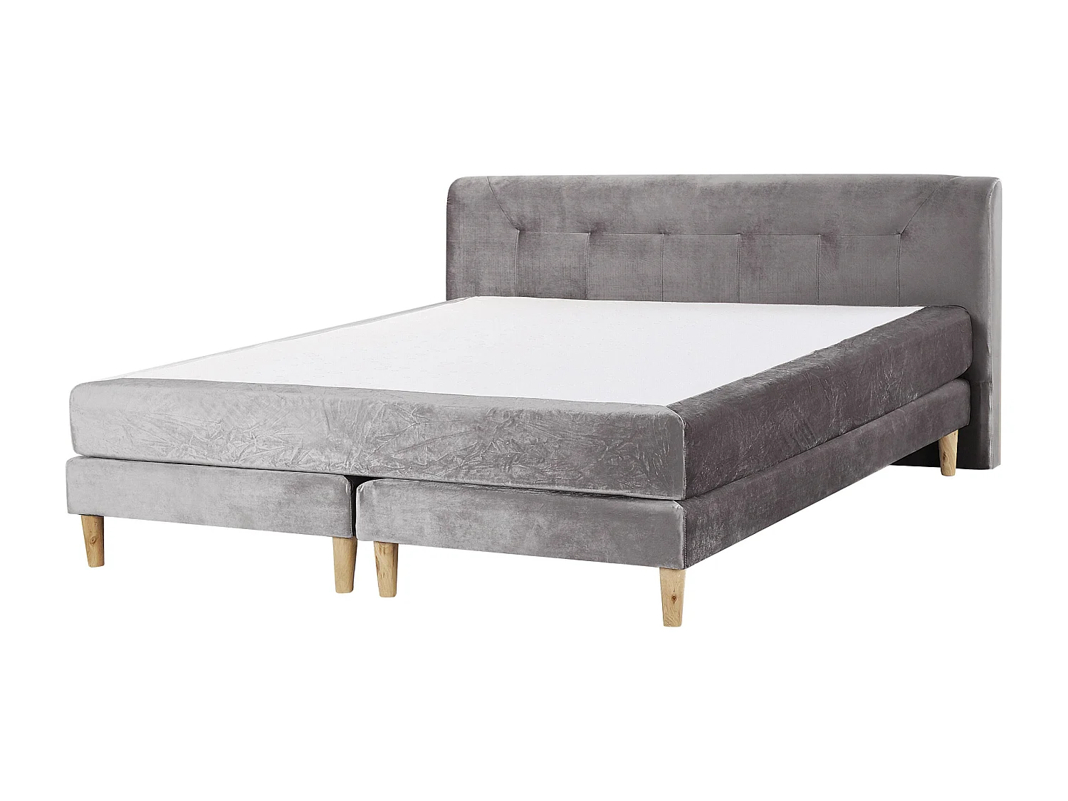 Lit Boxspring Velours MARQUISE 180 x 200 cm Gris