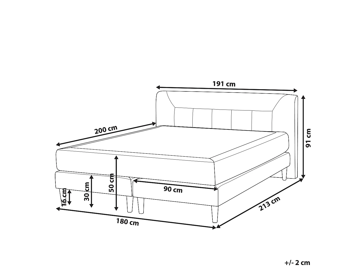 Boxspring Fluweel MARQUISE 180 x 200 cm Grijs