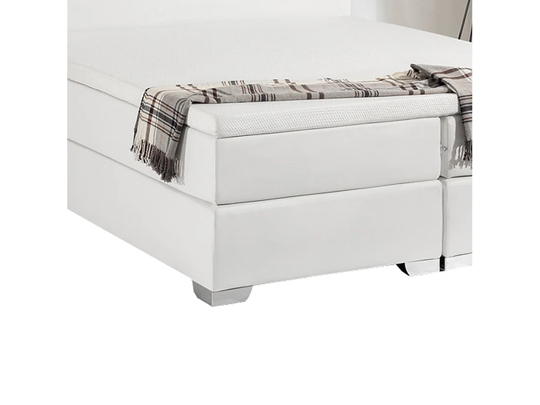 Lit Boxspring Cuir PU PRESIDENT 180 x 200 cm Blanc