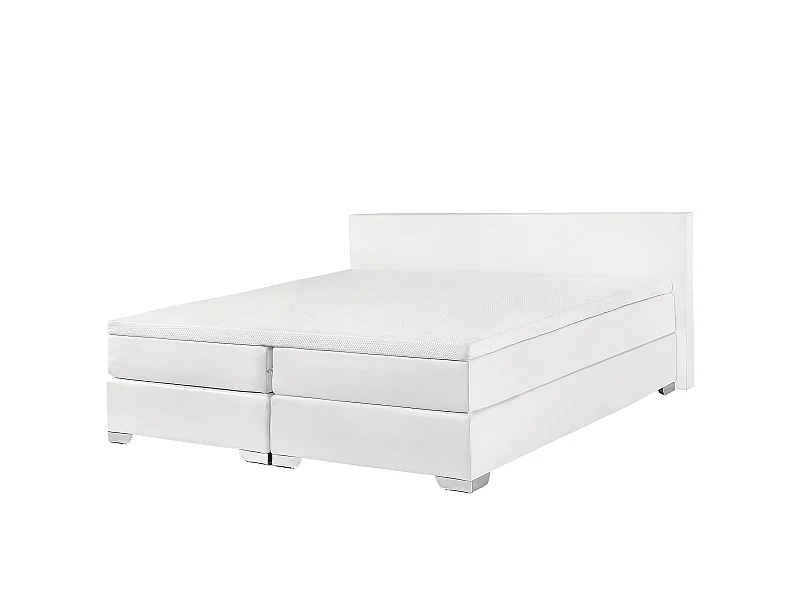 Letto Continentale Pelle sintetica PRESIDENT 180 x 200 cm Bianco