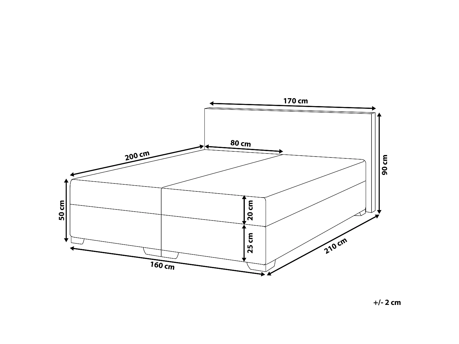 Boxspring Stof PRESIDENT 160 x 200 cm Zwart