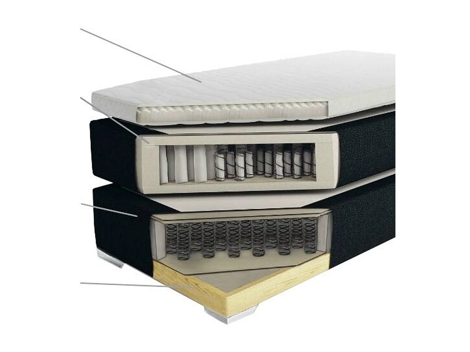 Boxspringbett Polsterbezug Leinenoptik schwarz 180 x 200 cm President