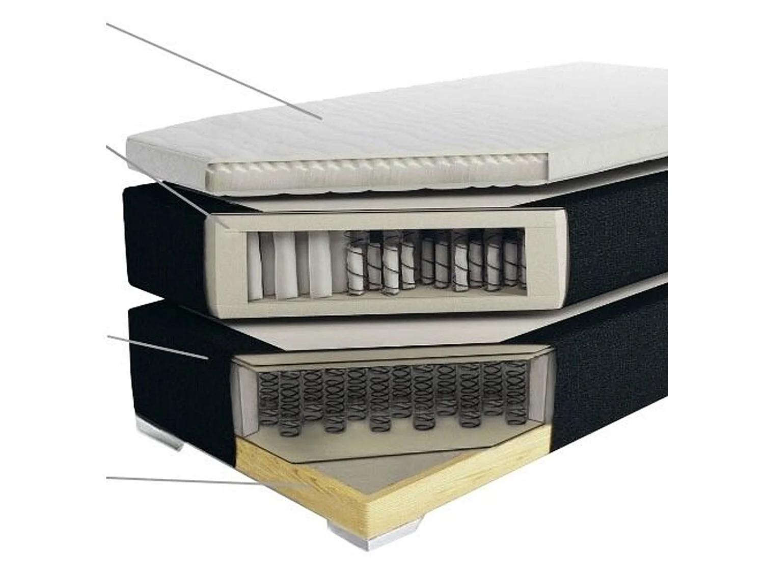 Lit Boxspring Tissu PRESIDENT 180 x 200 cm Noir