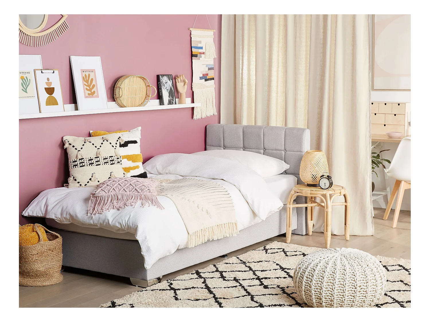 Łóżko kontynentalne ADMIRAL 90 x 200 cm Jasnoszary