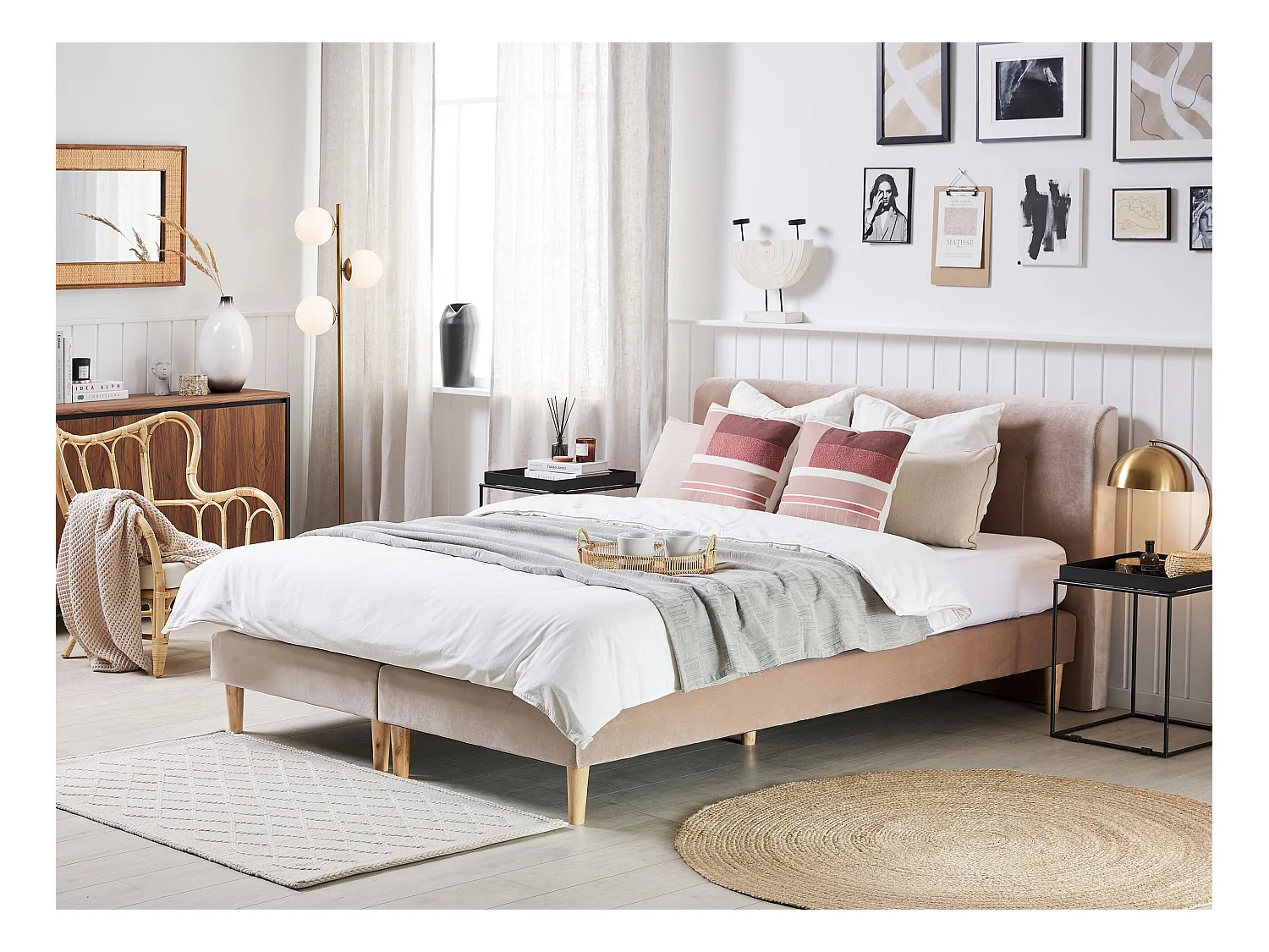 Boxspring Fluweel MARQUISE 160 x 200 cm Beige
