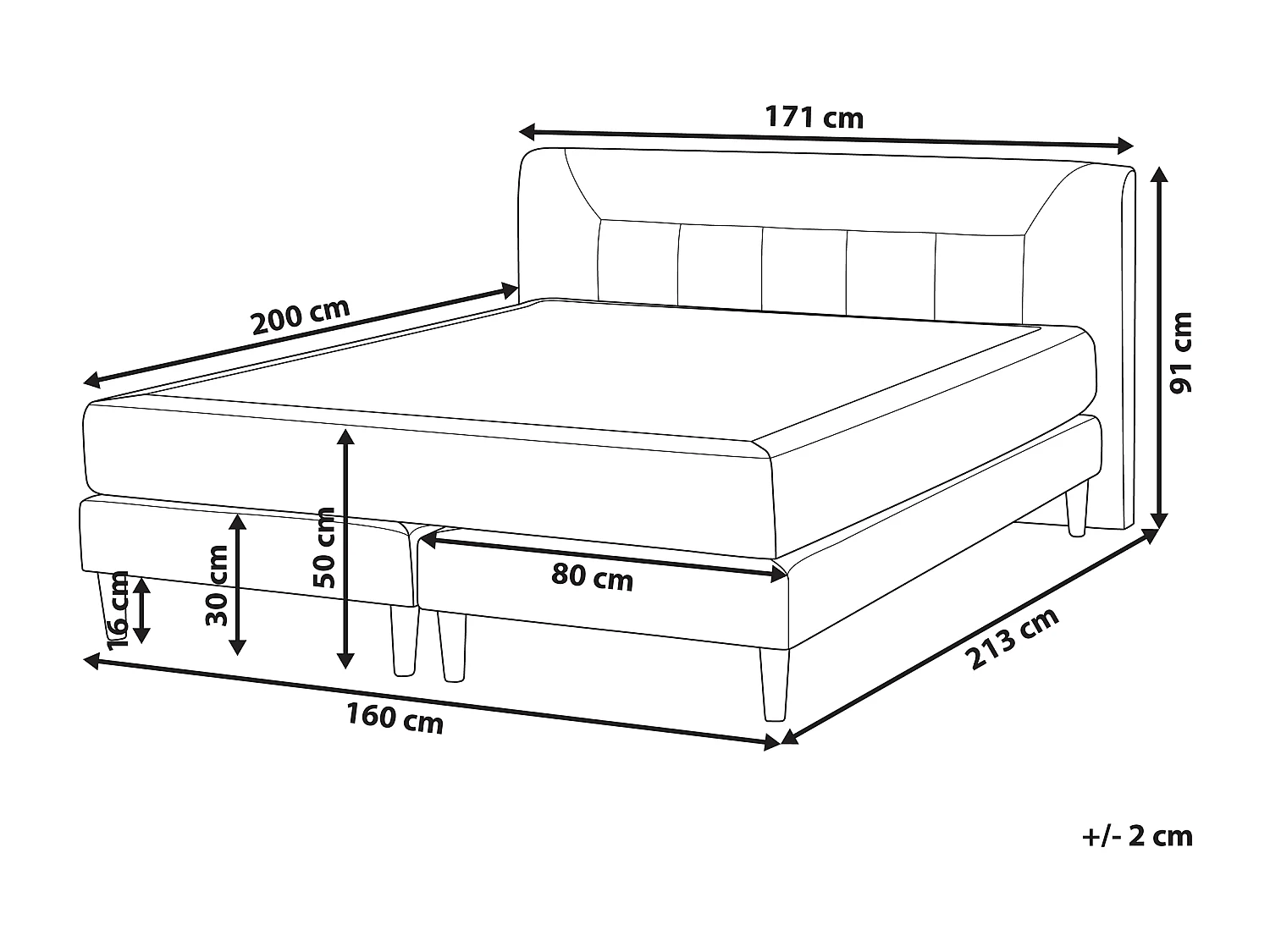 Lit Boxspring Velours MARQUISE 160 x 200 cm Beige