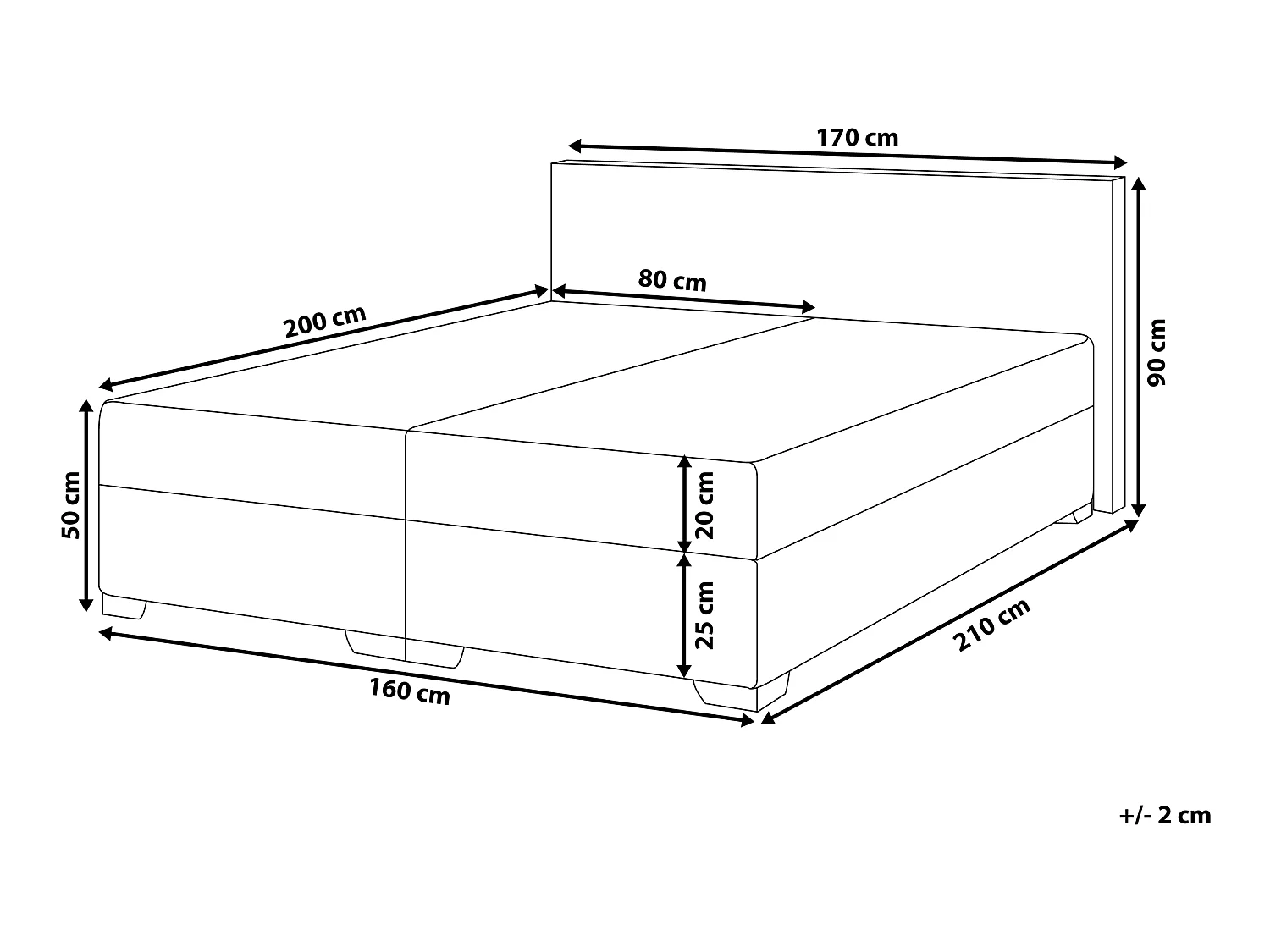 Letto Continentale Pelle sintetica PRESIDENT 160 x 200 cm Nero
