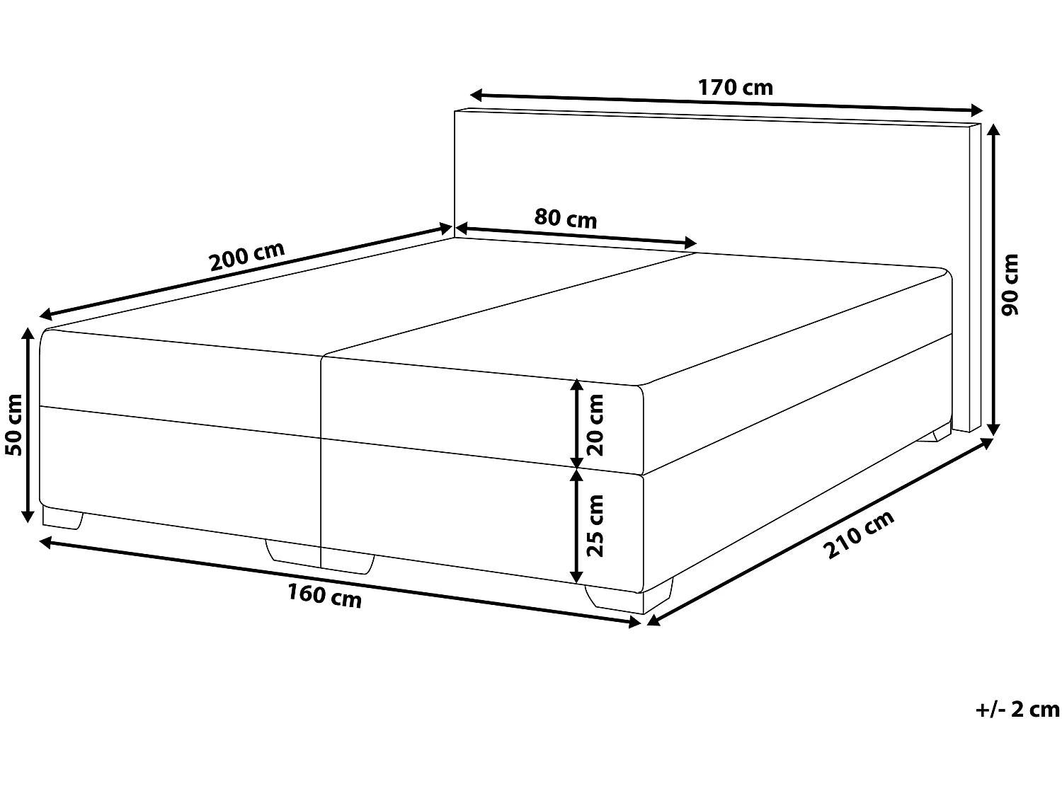 Boxspring Kunstleer PRESIDENT 160 x 200 cm Zwart