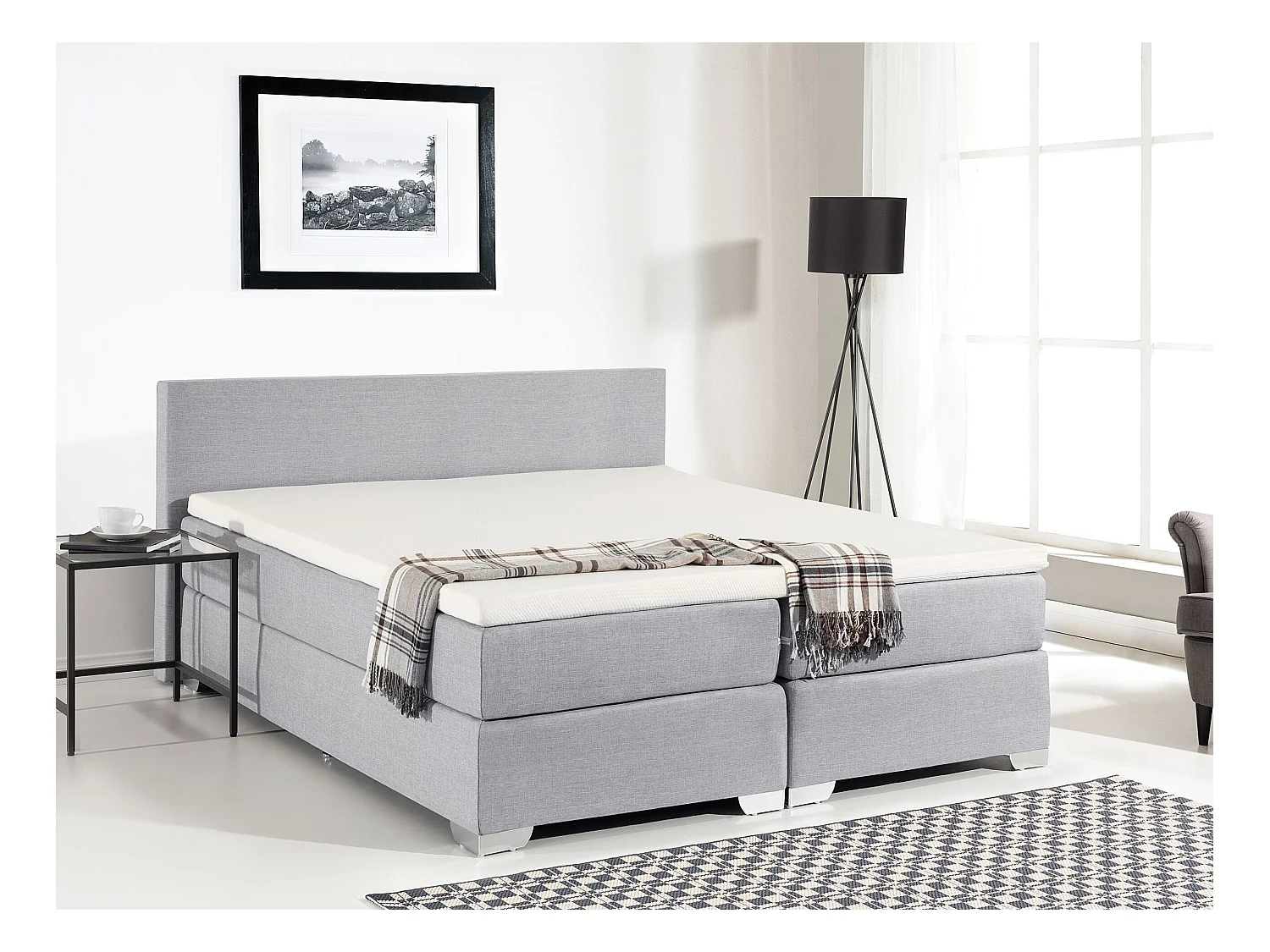 Boxspringbett Polsterbezug hellgrau 180 x 200 cm President