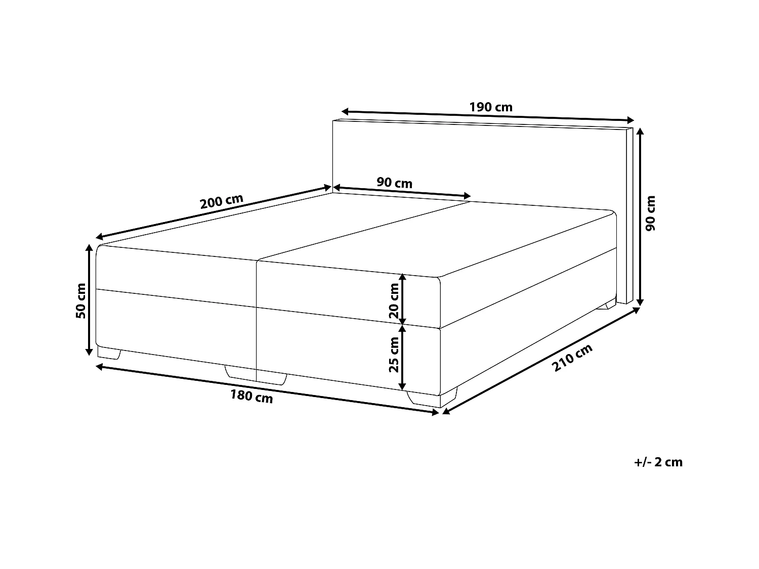 Boxspringbett Polsterbezug hellgrau 180 x 200 cm President