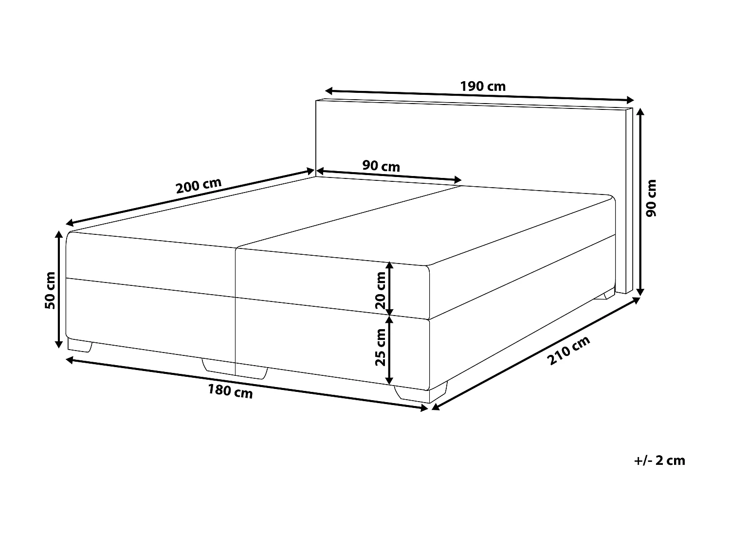 Boxspringbett Polsterbezug hellgrau 180 x 200 cm President