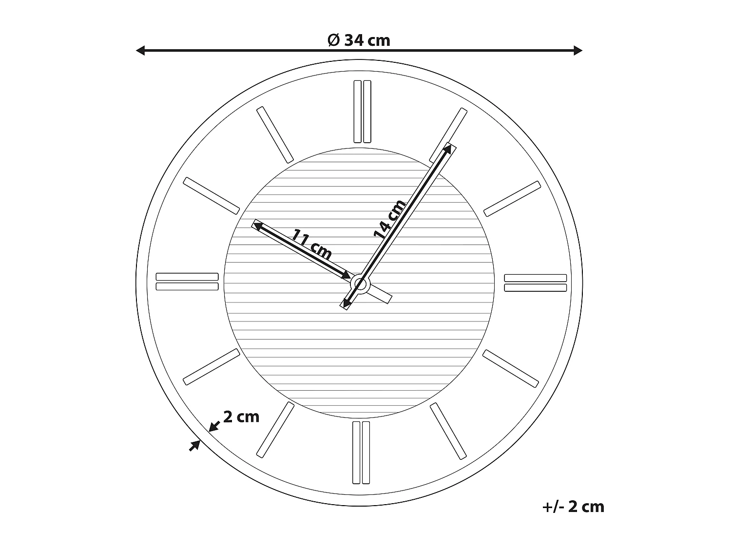 Wanduhr DAROCA 34 cm Weiss