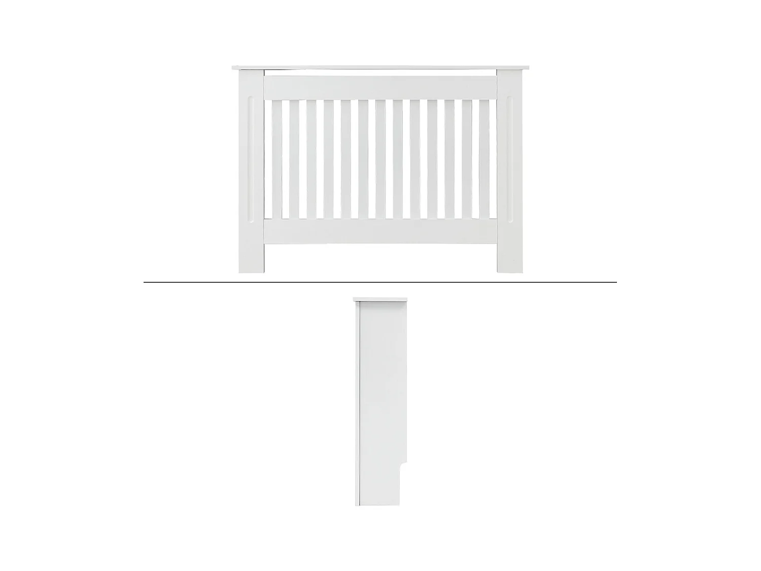 ECD Germany Cubierta para radiador 112x19x82cm MDF lacado blanco diseño de láminas mueble protector vintage acabado mate para calefacción de pared